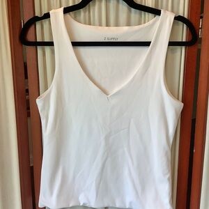 Z Supply Avala V-Neck So Smooth White Tank Top Size Small NWT